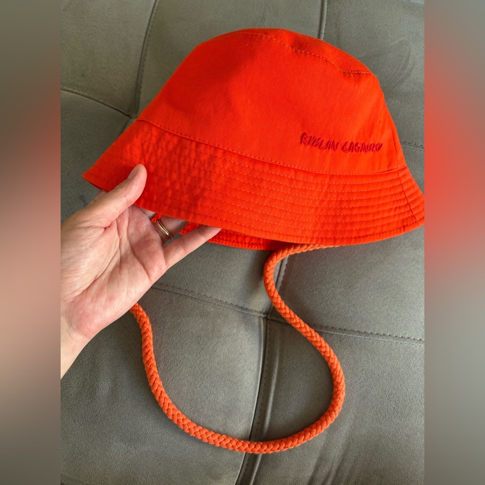 RUSLAN BAGINSKIY Embroidered Orange Cotton Bucket Hat Size Large New without tag - Picture 4 of 14
